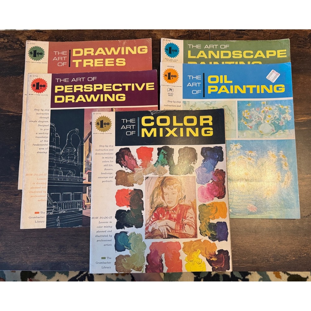 5 Vintage 1966 Grumbacher Library Art Instruction Book Lot Oil Painting Drawing